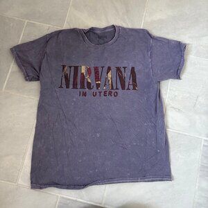 purple acid wash nirvana "in utero" double-sided t-shirt